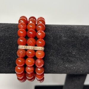 Chic Triple-Strand Red Beaded Bracelet